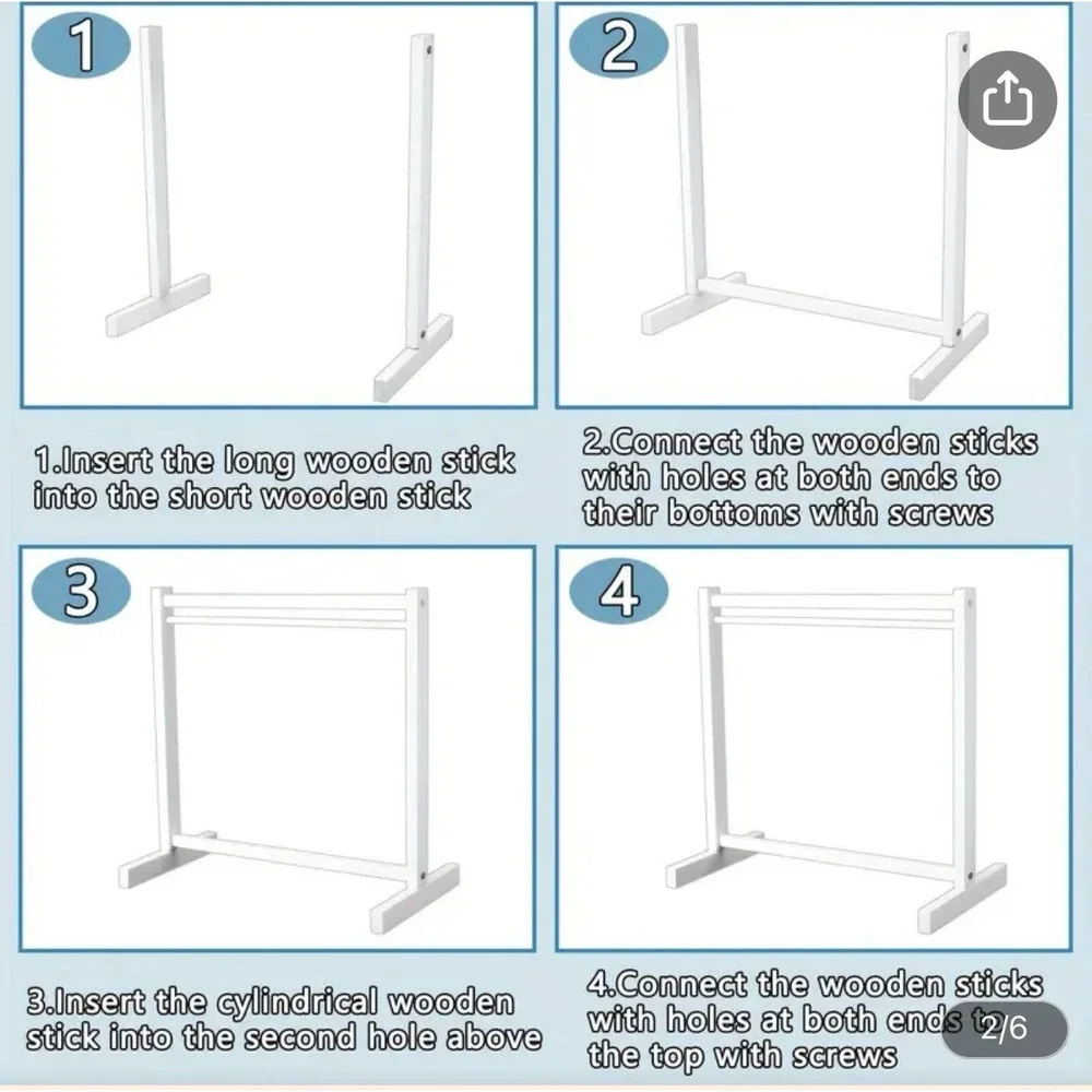 Birch Tone Wooden Rack For Labubu Clothes / Clothing & 10 Hangers: Easy Assembly